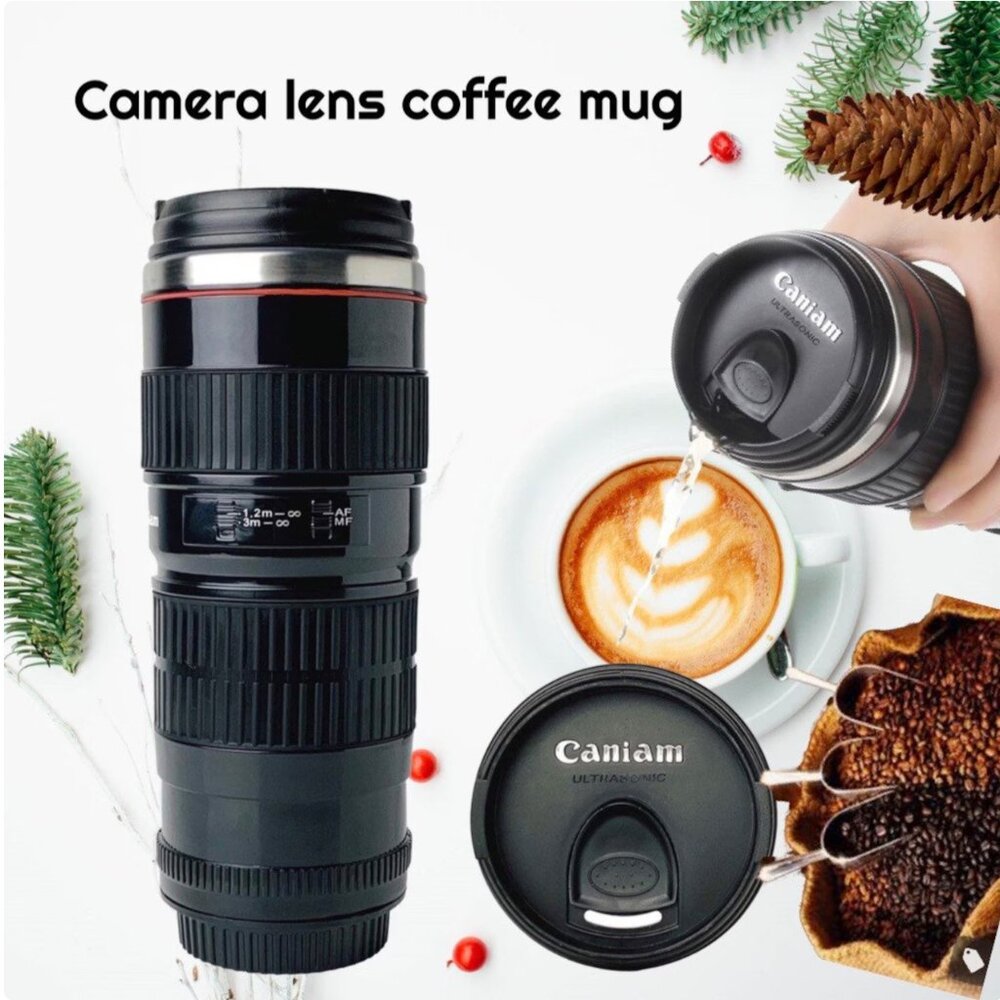 *NIB* Camera Lens Thermal Coffee Travel Mug